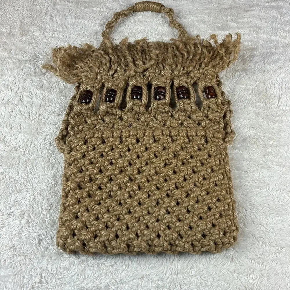Unbranded‎ Macrame rope and wood bead shoulder bag purse - Picture 6 of 7